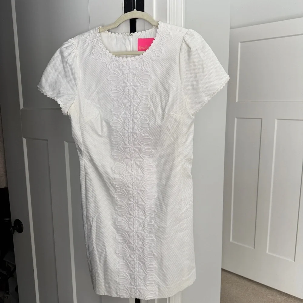 Lilly‎ Pulitzer Short Sleeve Lace Dress Maisie Stretch Shift Resort White